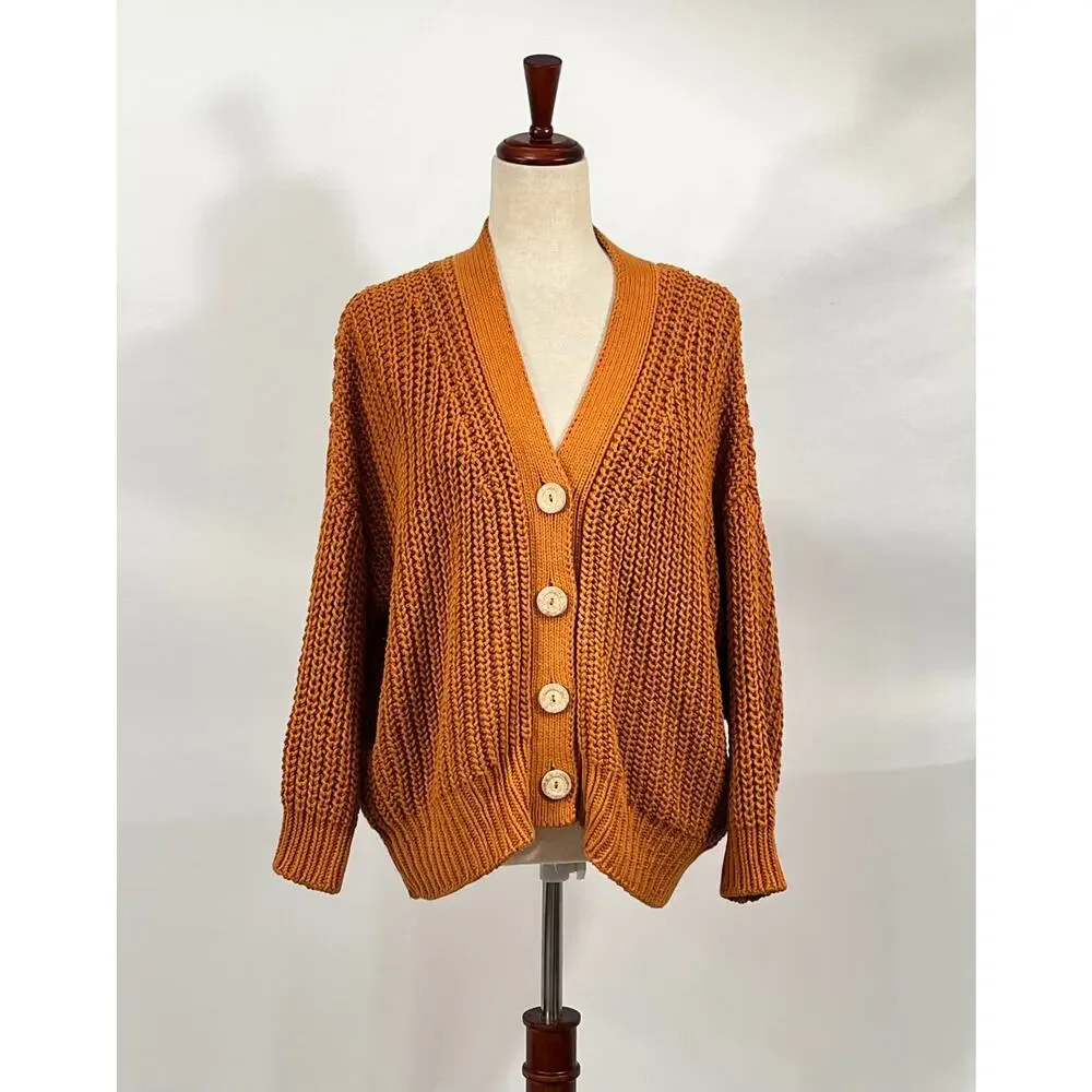 BABAA Sz OS S M L Cardigan No 18 Mi Tierra Rust Burnt Orange Cotton - Picture 10 of 12